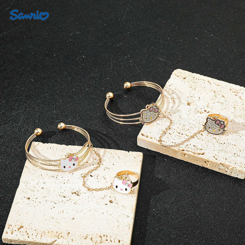 Sanrio cartoon Stitch Hello KitTY Bangle Ring Combo Cute Alloy Jewelry STYlish Anime Bracelet Ring Gift for Fans L250925