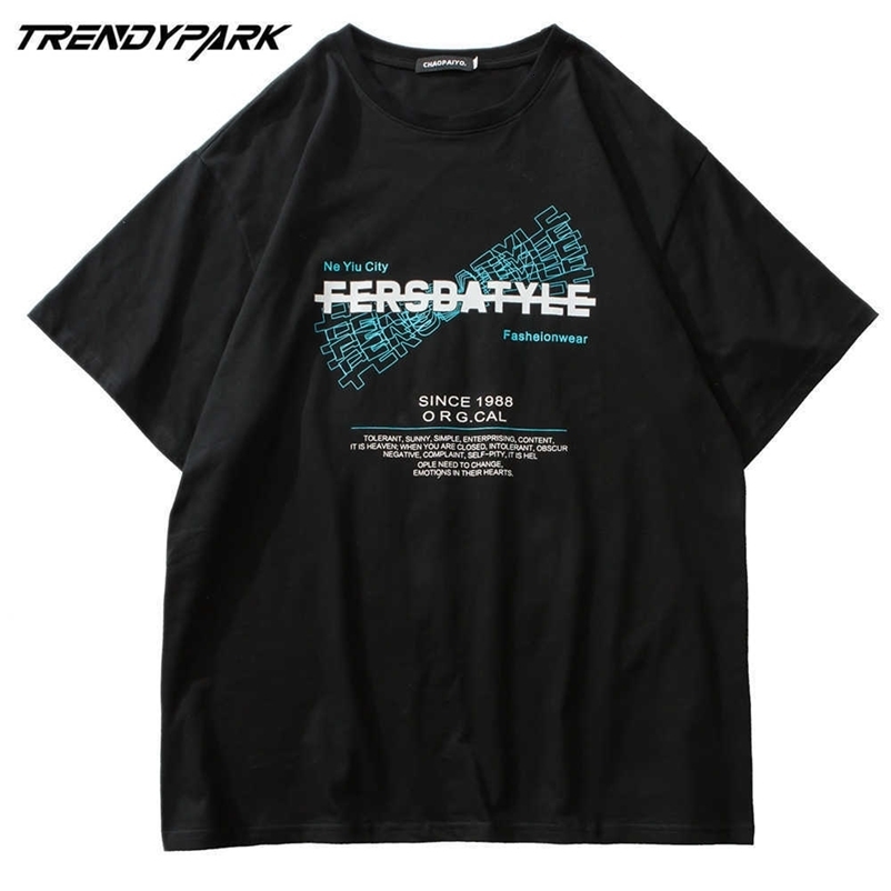 Men's T-shirt Letters Summer Short Sleeve Printed Tee Hip Hop Oversized Cotton Casual Harajuku Streetwear Top Tshirts Clothing 210601