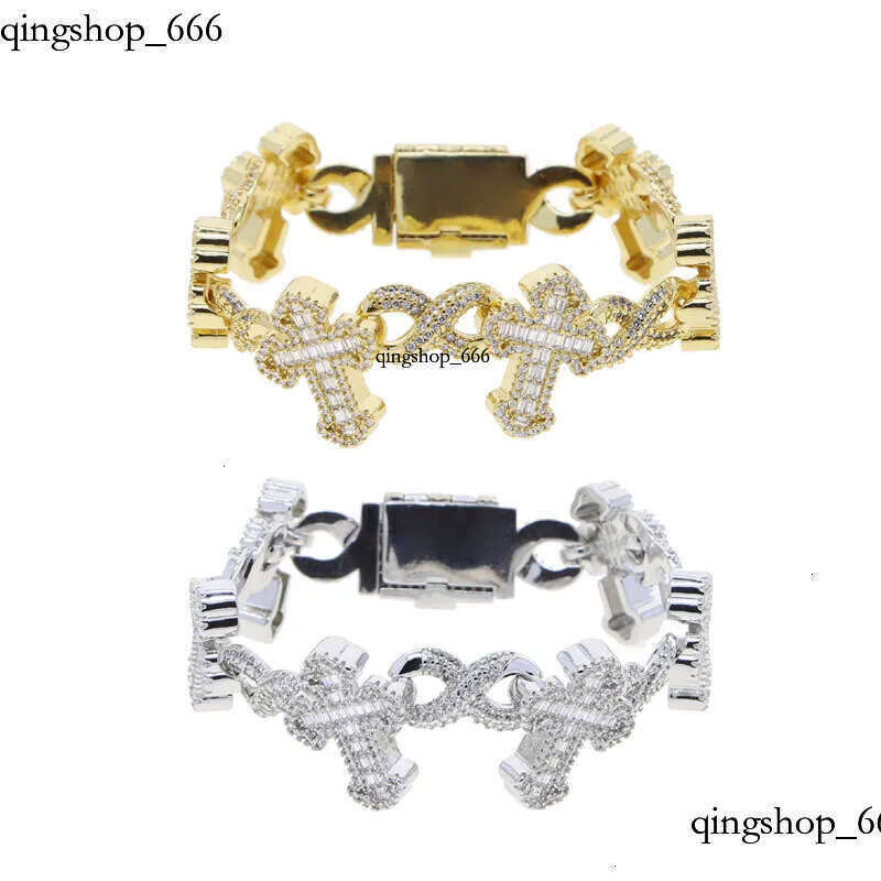 Jewelry Hip Hop Gold Plated VVS Moissanite new cross 8-character dia fashiontide wholesale men's bracelet