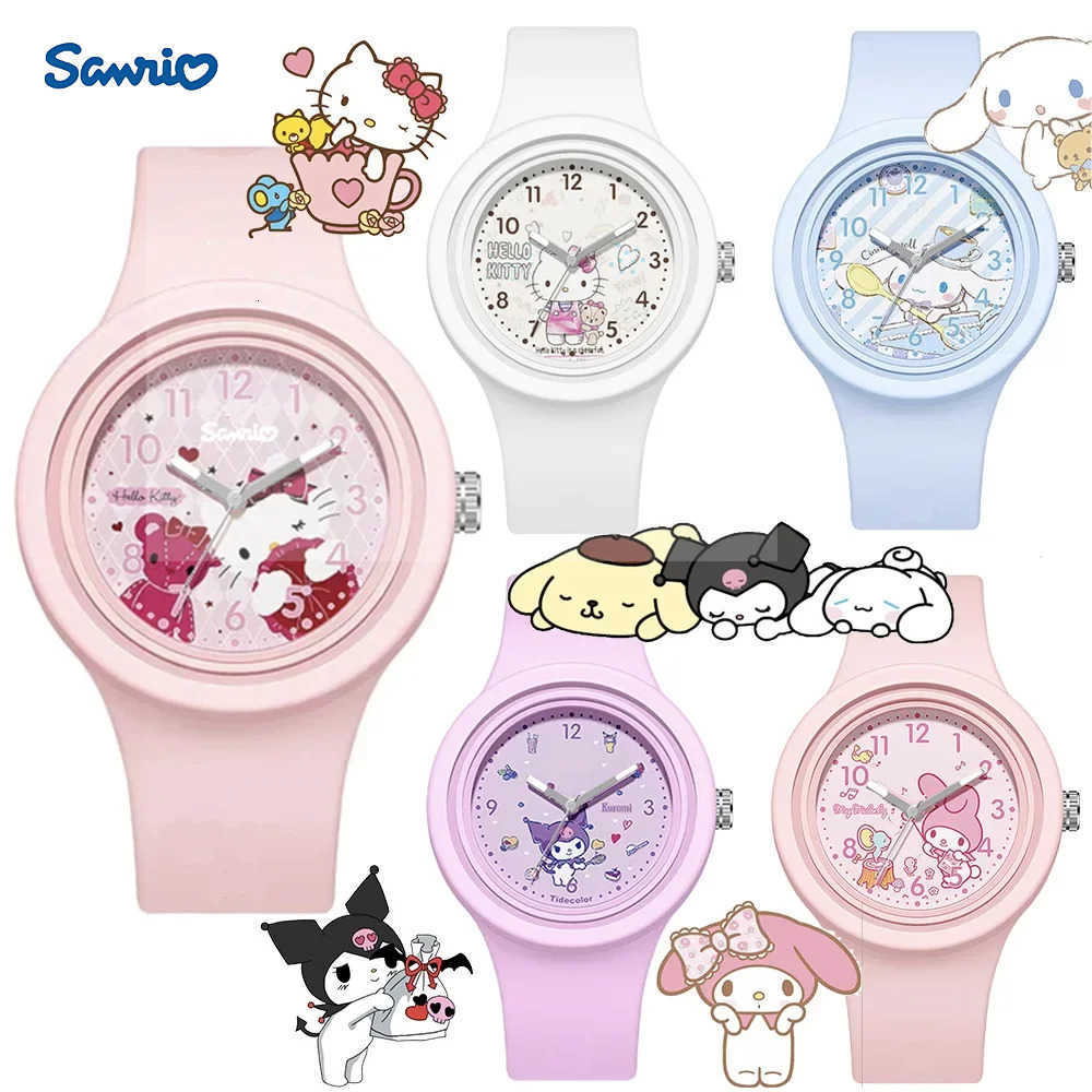 Sanrio Cinnamoroll Watch Kuromi Hello Kitty Silicone Strap Quartz Casual Cartoon Melody WristWatch Girls Children Birthday Gifts L250925