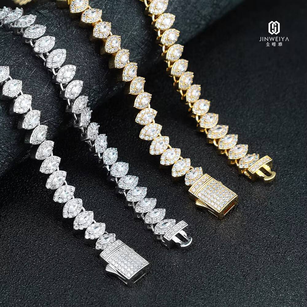 Women Hip Hop Necklace Diamond Luxury Moissanite Moissanite 925 Silver Necklace Chain