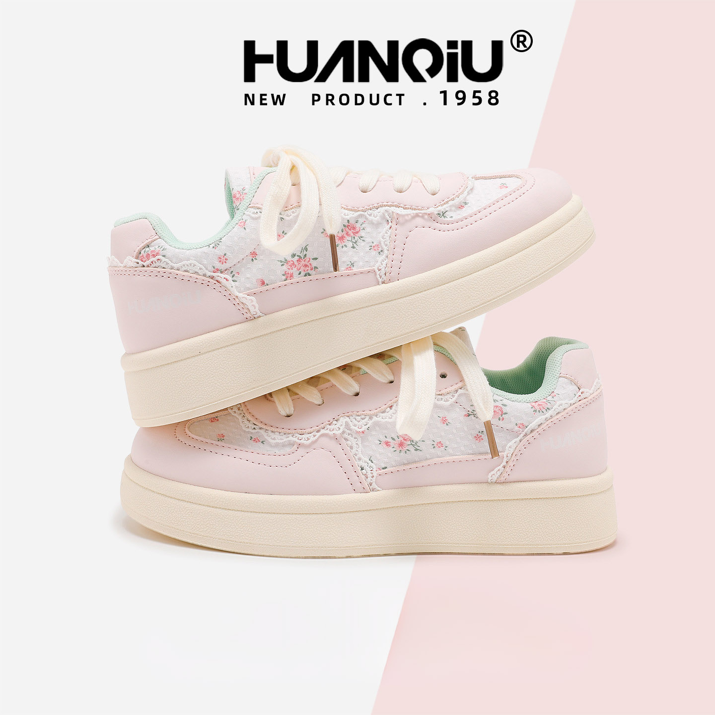 HUAN QIU Free shipping Designer Casual Shoes Board shoes women shoes breathable casual small floral board shoes versatile board shoes