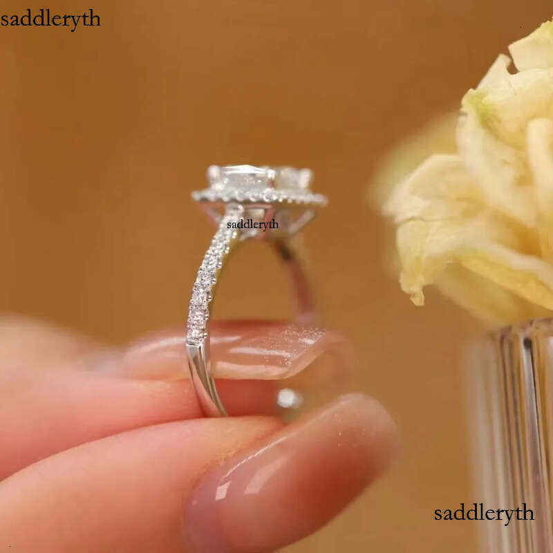 7Carat 1ct 5.5mm Princess Cut Moissanite Ring D Color with GRA Certificate for Wedding Engagement