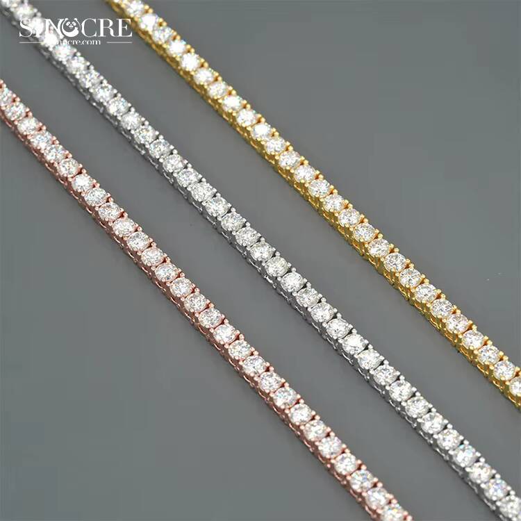 3Mm Moissanite Tennis Necklace 2 Side Brand New Sinocre HipHop Men