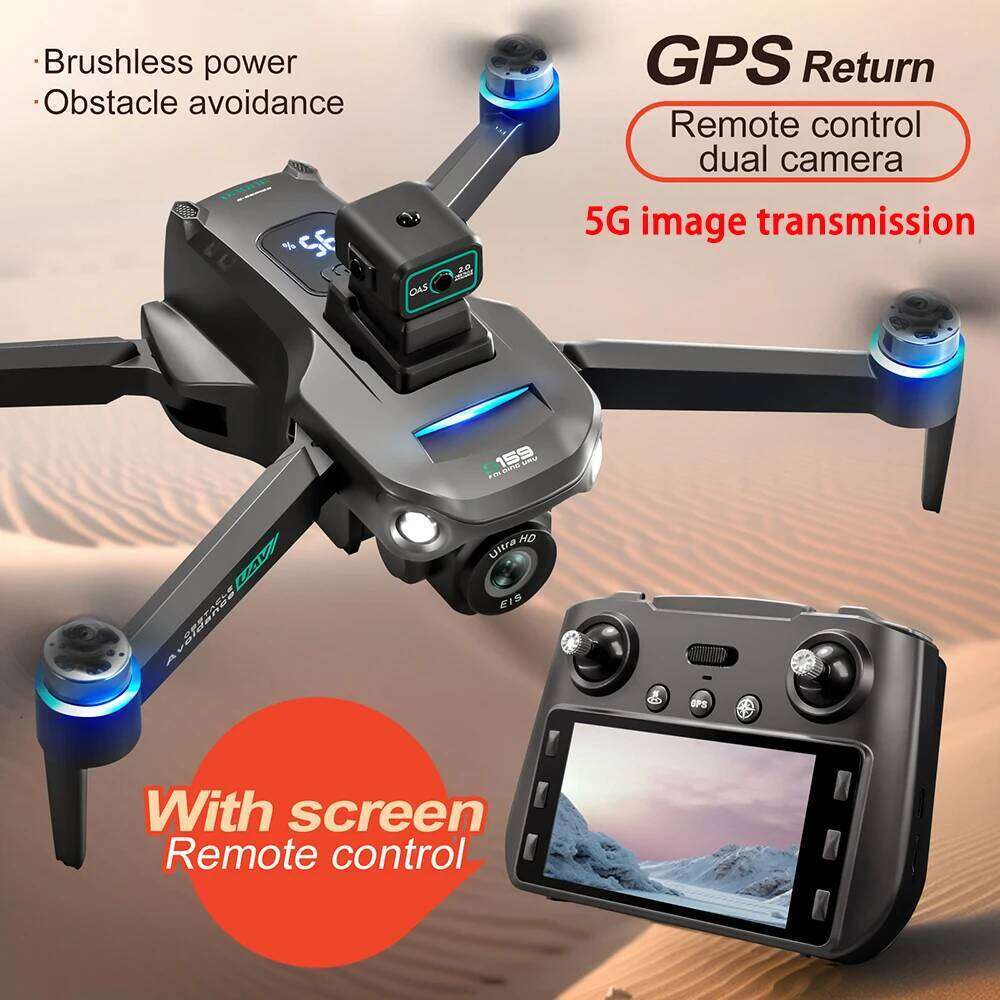 New S159 GPS 8K HD Camera Screen Send Memory Card 5G Image Transfer Obstacle Avoidance Brushless FPV Drone RC Quadcopter