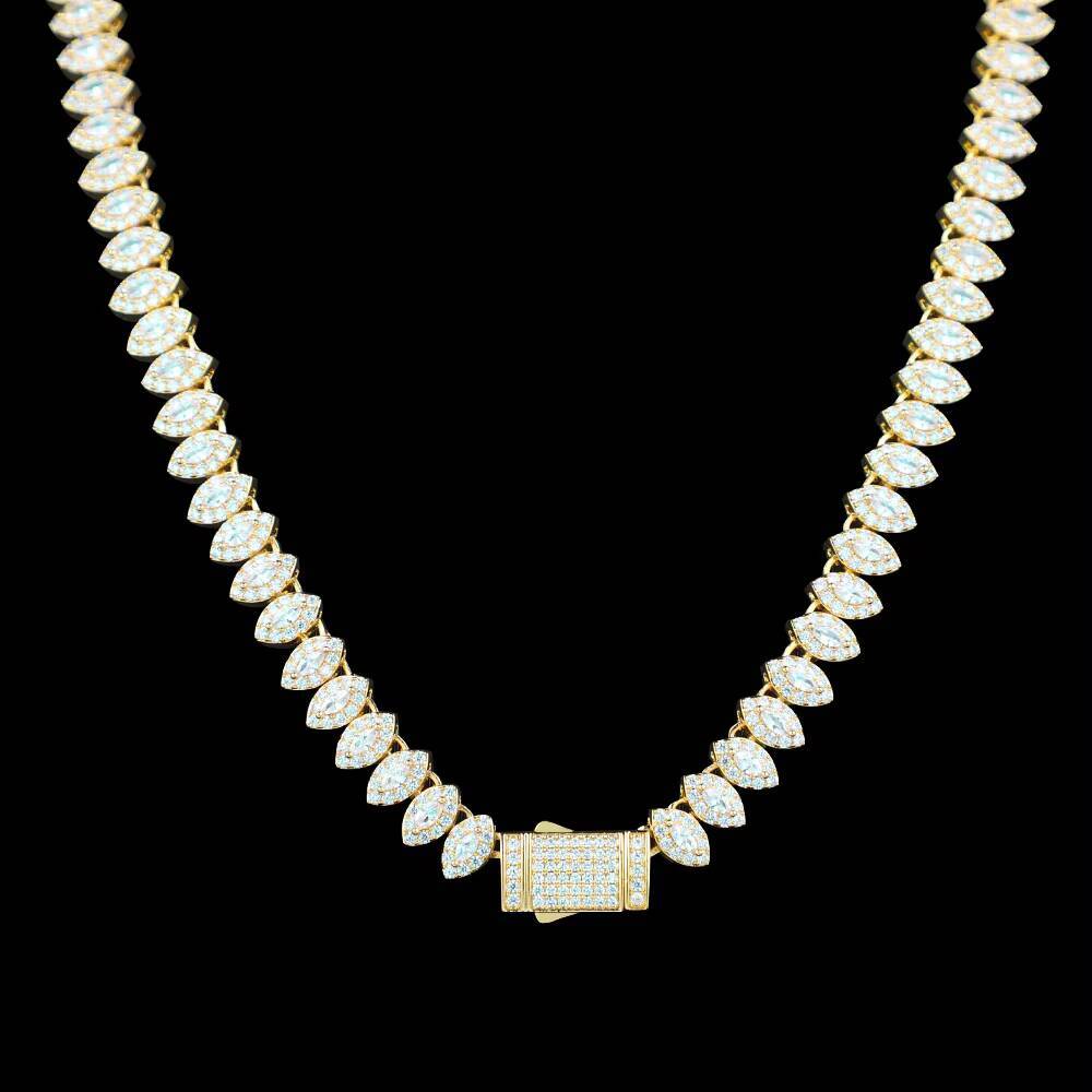 Women Hip Hop Necklace Diamond Luxury Moissanite Moissanite 925 Silver Necklace Chain