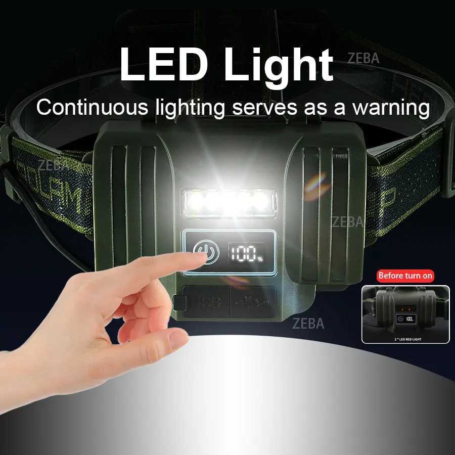 5000000LM Most Powerful LED Headlamp Sensor Head Flashlight High Power Headlight 18650 Rechargeable Head Lantern Fishing Camping J250925