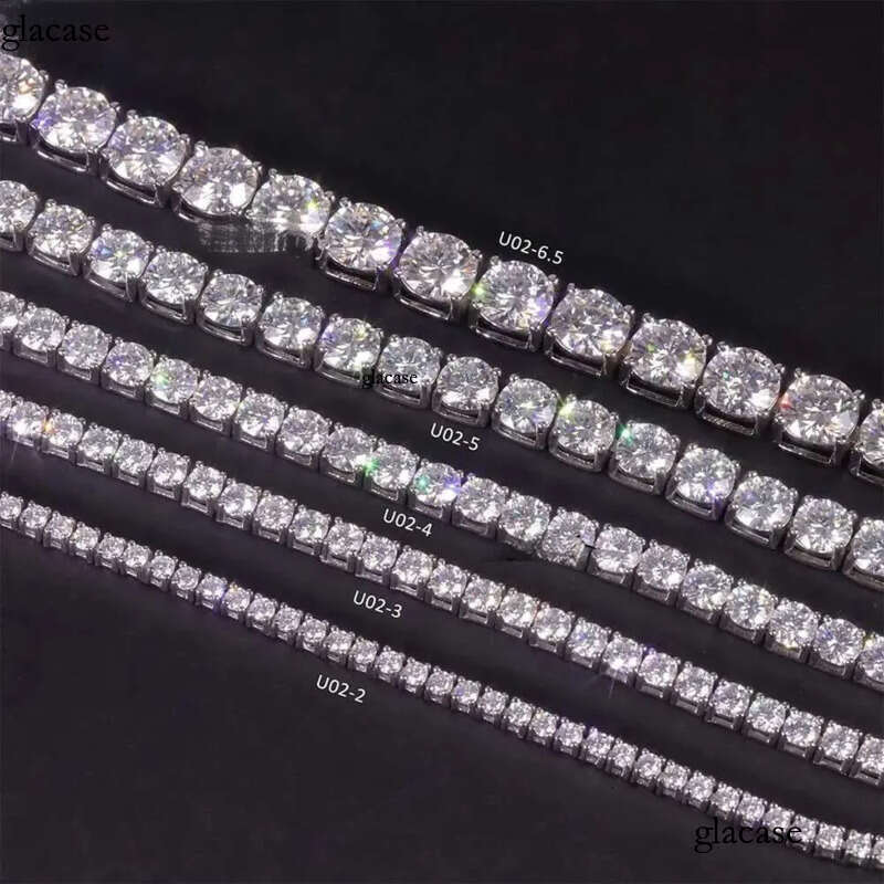 Jewelry designer hip hop necklace 2mm 3mm 4mm 5mm ice dia sterg sier Moissanite tennis bracelet