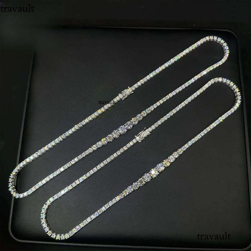 Fashion Women Female Gift Jewelry VVS Moissanite Sterling Sier Hip Hop Cluster Tennis Chain Necklace