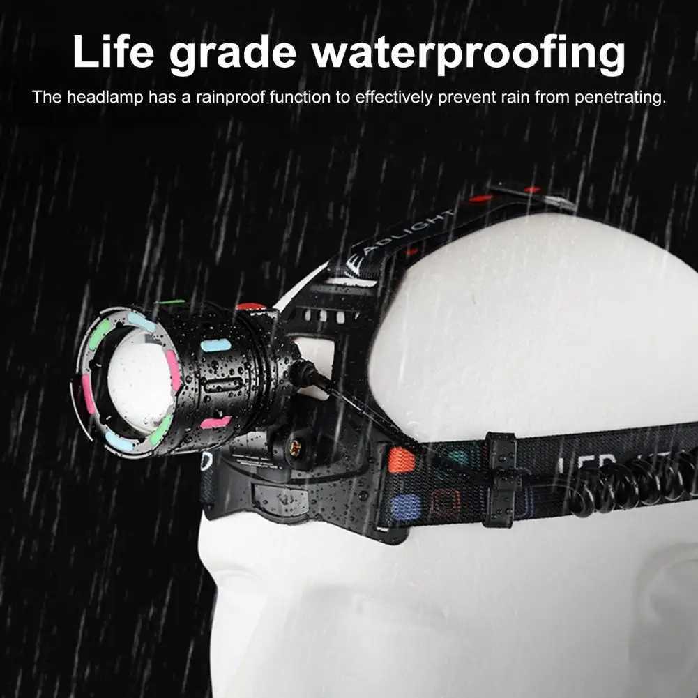 Spotlight Floodlight Headlight High Lumens Fishing Headlamp with 4 Adjustable Modes Waterproof Led Flashlight for Outdoor J250925