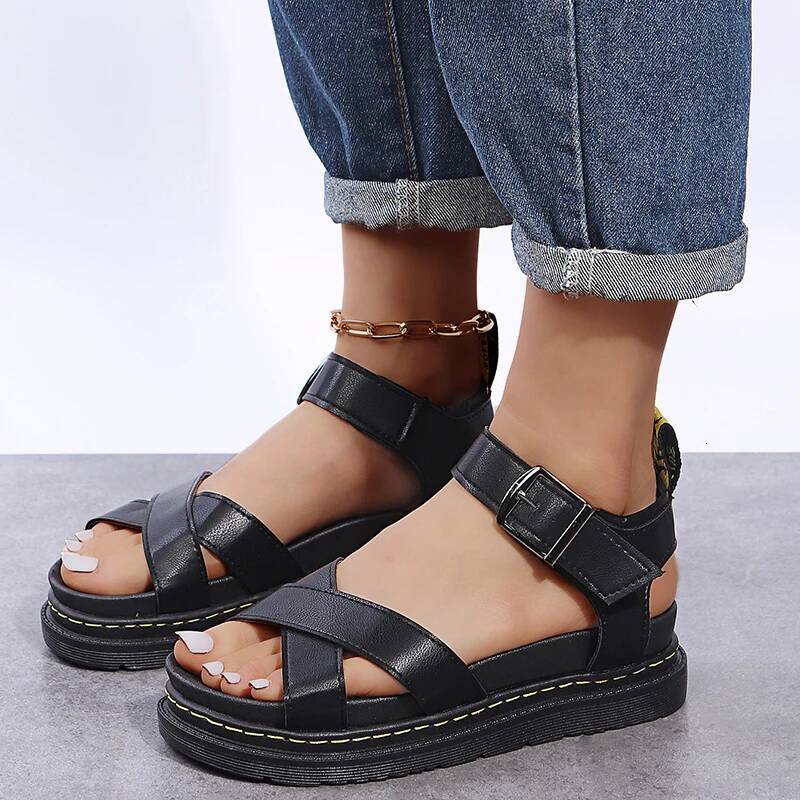 2025 New Summer Casual Woman Platform Sandals Soft Leather Women Open Toe Thick Bottom Wedges Sandal Womens Shoes ddmymonkey