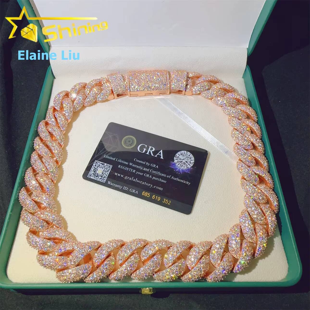 23mm Iced Out VVS Moissanite Diamond Sterling Silver 925 Hip Hop Jewelry Miami Cuban Link Chain Necklace