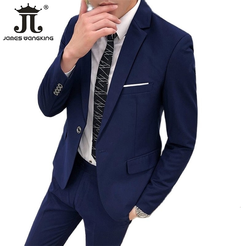 Men's Suits Blazers Jacket Pants Fashion Boutique Solid Color Casual Business Mens Suit Groom Wedding Men Formal Social Suit Blazer 2 Pcs Set 230