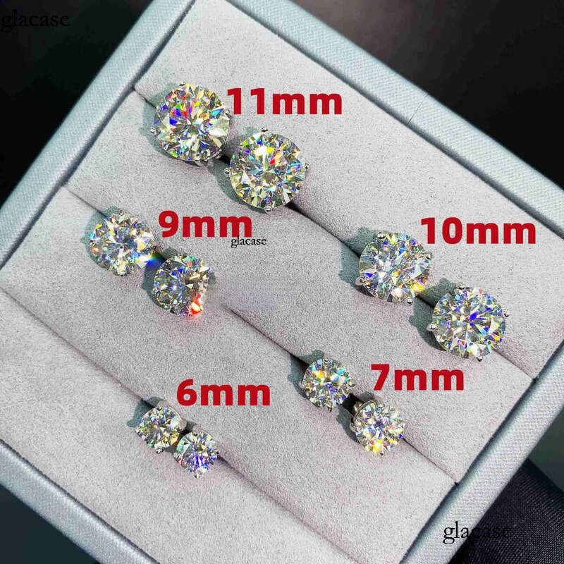 Dia VVS Round S 10K 14K Solid Gold Stud Women Men Moissanite Earrings