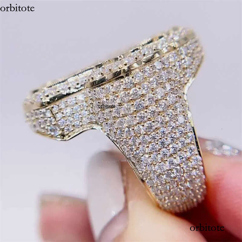 Pass Dia Tester Men Hip Hop Iced Out Baguette Cut Moissanite 10k gold ring 88