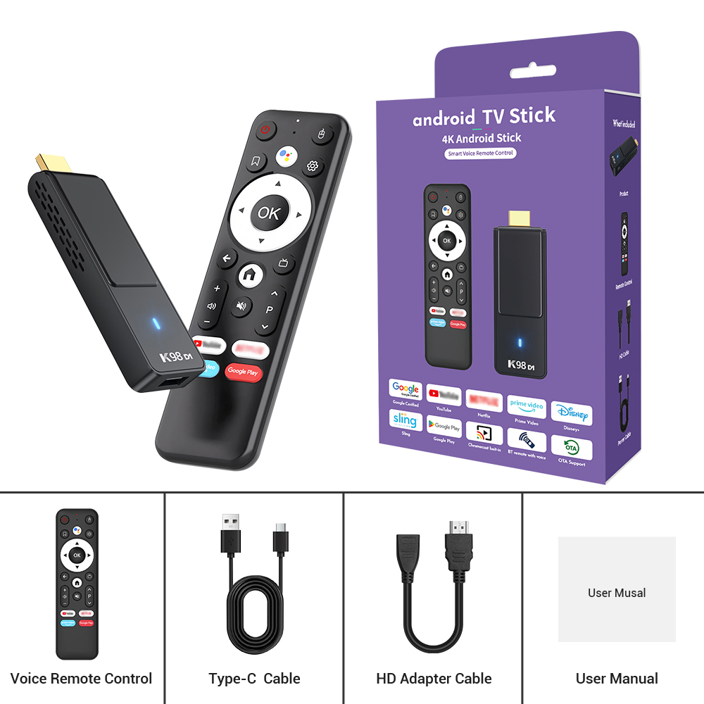4K Android 14.0 TV Box, K98D1 Quad Core 16GB ROM 2GB RAM with 2.4/5G WiFi BT5.0 RK3518 64bit, HD Video & Games for Fast Streaming Media Player - KOWAN