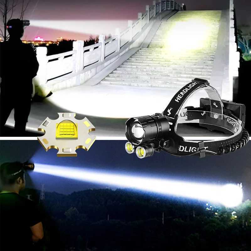 New XHP360COB Most Powerful Headlamp Super Bright Floodlight Rechargeable Led Head Flashlight Outdoor Camping Fishing Headlight J250925