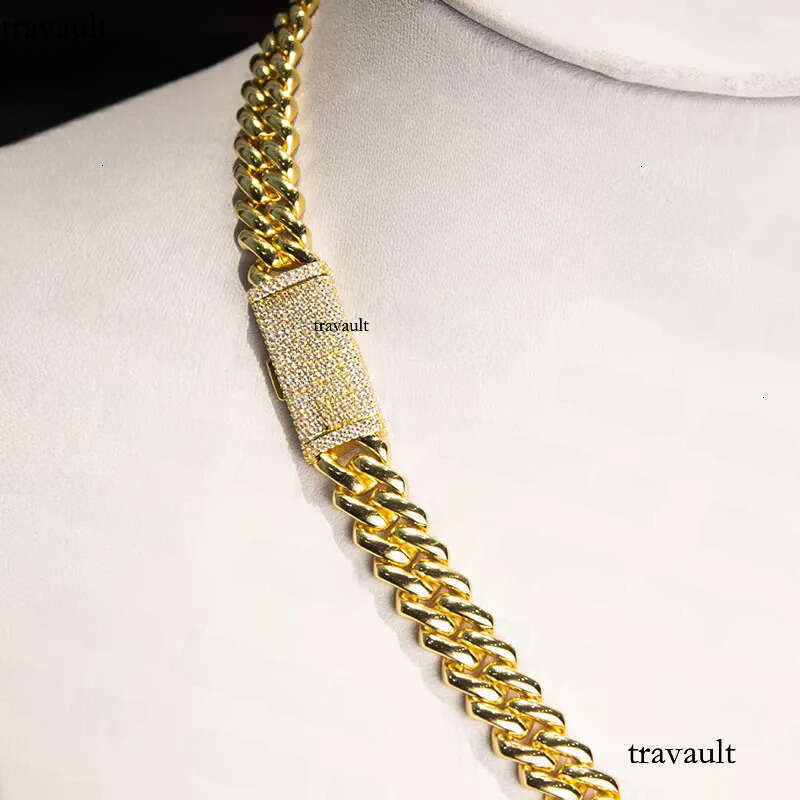 Hip Hop Jewelry Cuban Link Miami VVS Moissanite Sterling Sier 10MM Without Dia Chain Iced Out Necklace Chains