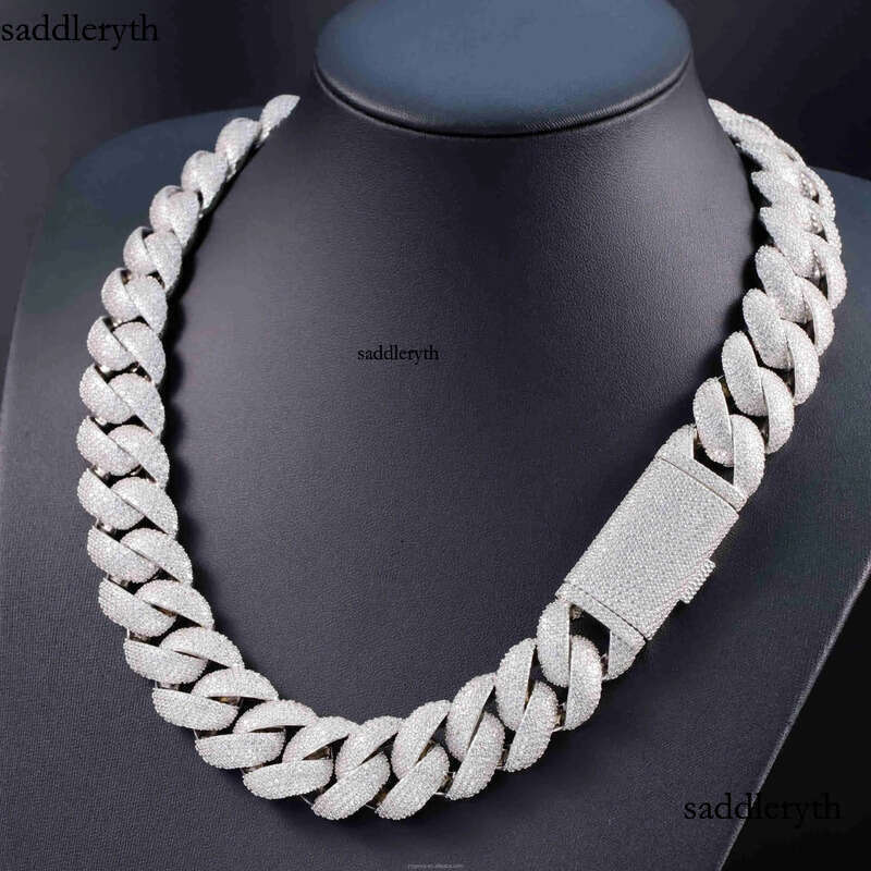 22mm Heavy Mossanite Jewelry For Men S Solid Sier Hip Hop Necklace VVS Moissanite Cuban k Chain