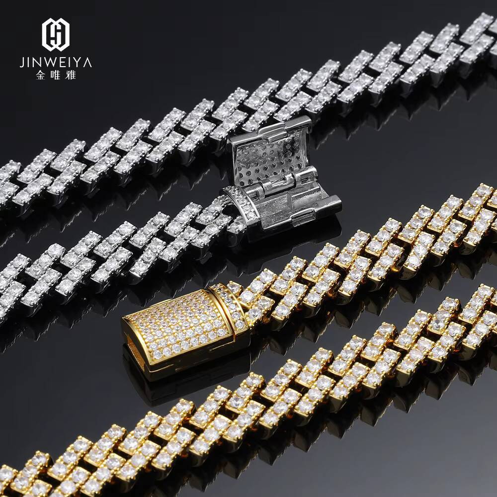 Customized Trendizable Cuban Hip Hop Chain for Men VVS Moissanite Diamond Iced 925 Silver Link Chain Gold Plating High Fashion Necklace