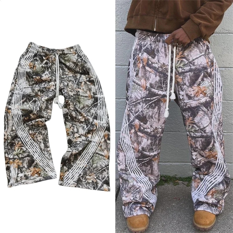 American retro sports pants Y2K pants hip-hop camouflage pattern loose casual pants elastic waist jogger streetwear Harajuku Gothic 240930