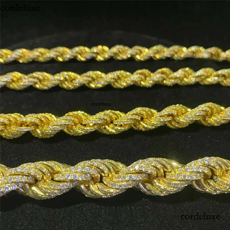 Twisted Moissanite S 10k 14k Solid Gold Hip Hop Men Jewelry Cuban Necklace Iced Out Vvs Dia Rope Chain 9c