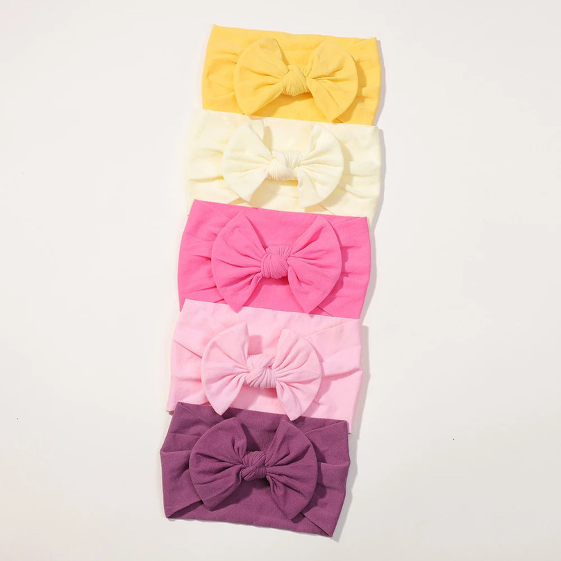 5Pcs Cute Bows Baby Headband Soft Elastic Baby Girl Hair Bands For born Infant Turban Headwear Baby Hair Accessories 250528