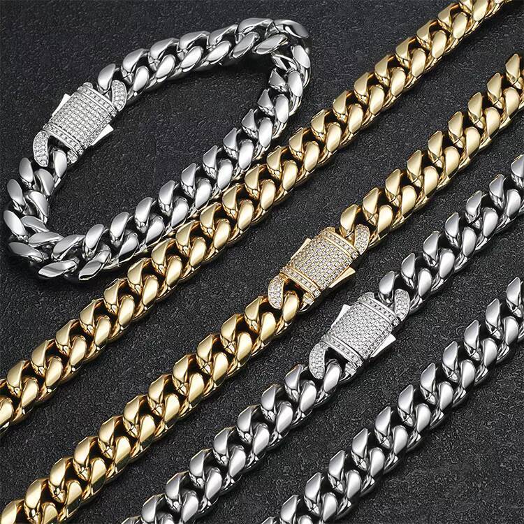 12MM Mens Fashion Hip Hop High Polish Gold Silver Sterling SilverNecklace Chunky Cuban Chain Fine Jewelry
