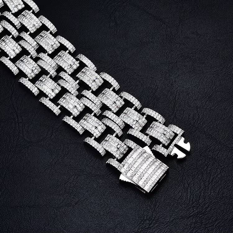 JWY Customized Trend High Quality 925 Brass Moissanite Hip Hop Necklace Chains Silver Plated Copper New Arrival Cuban Link Chain 1pcsopp Bag