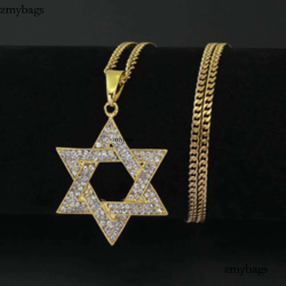 cuban Moissanite pendant necklace pass GRA certified Rhinestone Star of David Pendant Necklace Hip Hop Jewelry sier