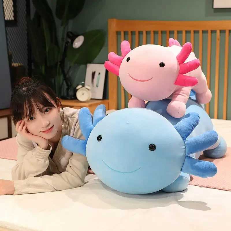 Giant Colorful Newt Plush Toy Stuffed Cute Axolotl Salamander Fuzzy Long Plush Fish Appeasing Long Pillow Cushion Kids Gift C250925
