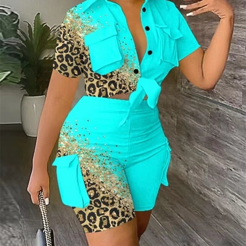 Women's Two Piece Pants Summer Fashion Street Two Piece Suit Women Work Clothes Style Button Lace-up Shirt Shorts Two Piece Suit Women 230707