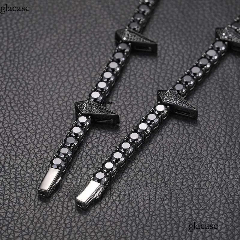 Luster Fine Sterling Sier 5mm Synthetic Dias Chain Wakanda Panther Style Round Black Moissanite Necklace