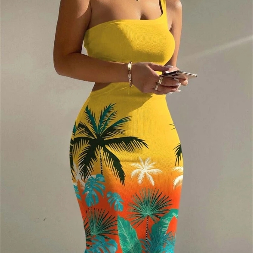 Womens Beach Dress Spring/summer Latest Chic Sexy Sleeveless Chain Neck Hanging Hollow Ribbed Tight Bodycon Midi Skirt 250218