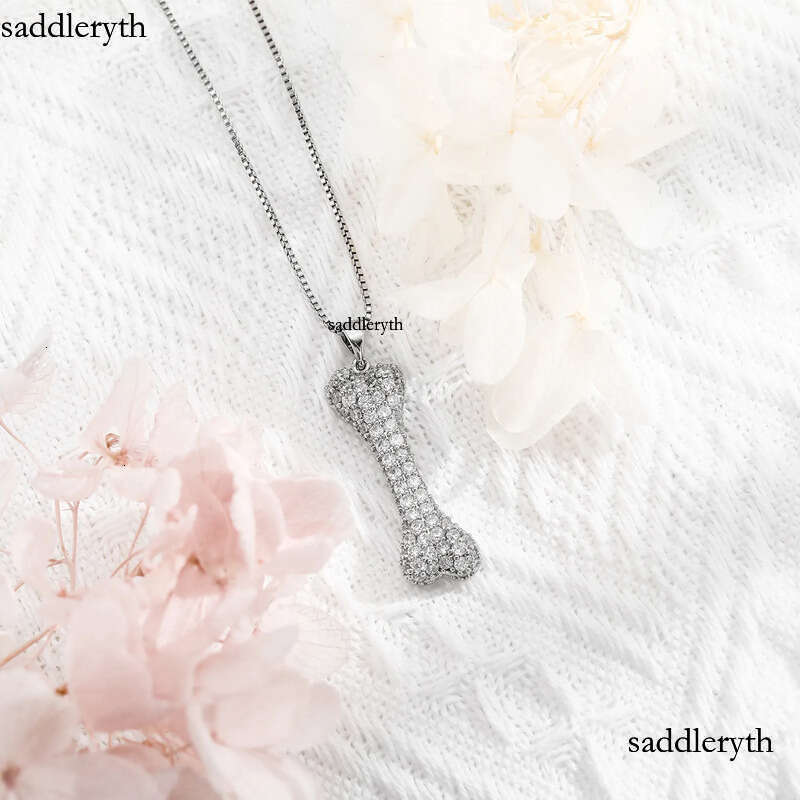 Mens Hip Hop Necklace Jewelry Sier Iced Out Bone Pendant Necklaces e7 d0 75