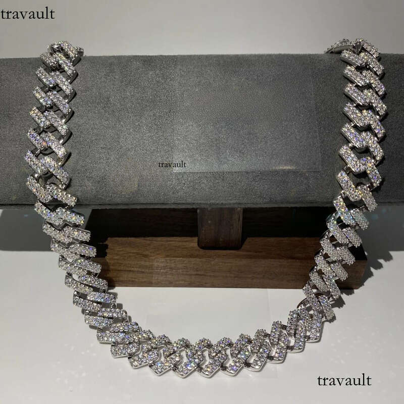 Fine Jewelry Moissanite Vvs1 d Color Cuban Link Chain Real Necklace Hip Hop Pass Dia Test Iced Out