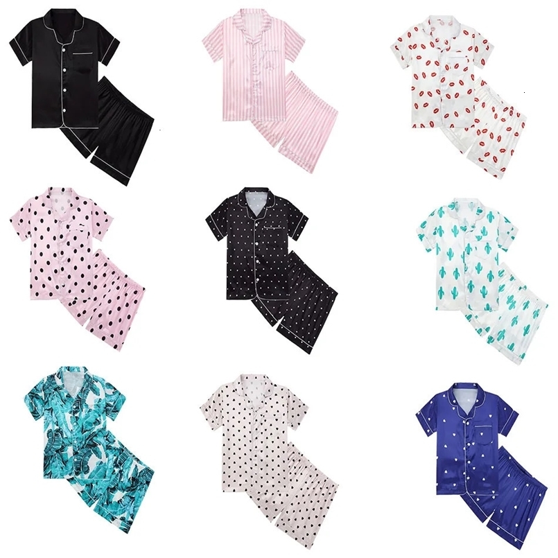 Children Clothing Children Printed Lightweight and Comfortable Home Pajama Set Boys and Girls Short Sleeved Shorts Pajama Set 250219