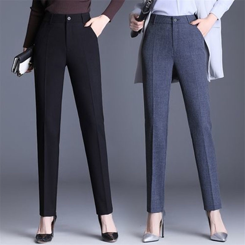 Women's Pants Capris Spring Autumn Women All-match Casual Straight Trousers Office Lady Pockets Solid High Waist Female Fashion Pencil Pants 2304