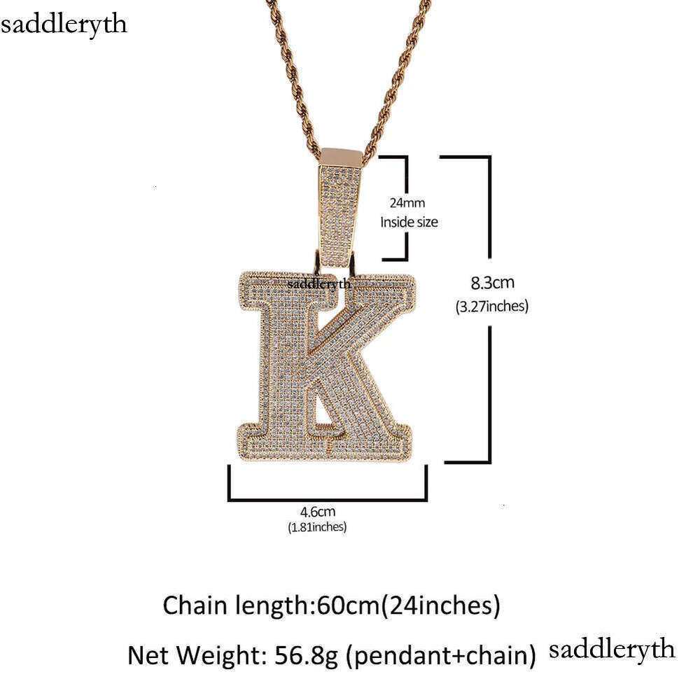 26 letter necklace Hip Hop personalized dias Men's pendant GRA moissanite dia gold sterling sier cuban link
