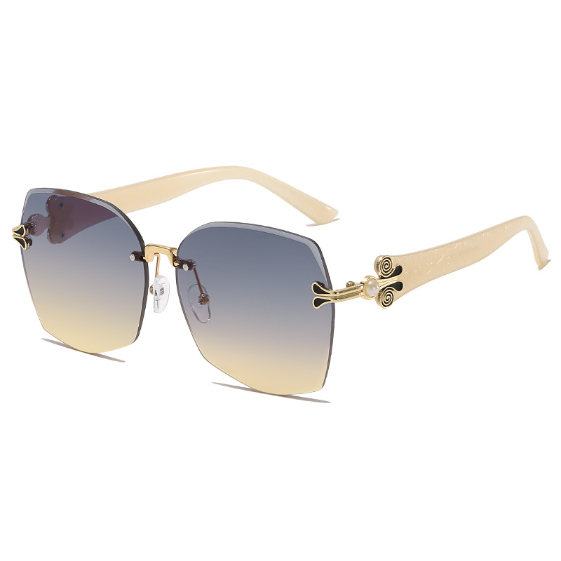 Designer Sunglasses For Women Pearl Style Frameless Edged Sunglasses Fashion Classic Sunglasses Luxury Polarized PC Frame Oversized UV400 Eyewear