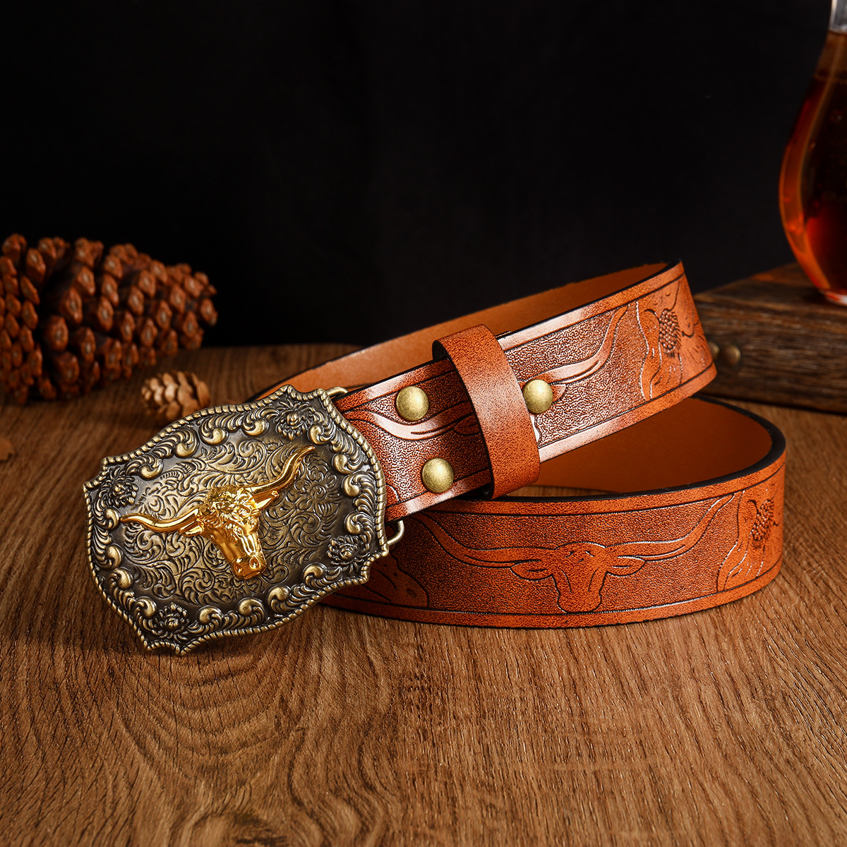 Designer Belt Cowhide Belts Men Woman Leather Belts Luxury Ox Head Belt Buckle Fashion Smooth Buckle Belt With Strap Men Waist Belt