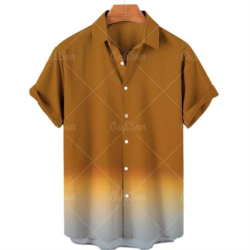Men's Casual Shirts Men's Oversized Casual Short Sleeve Shirt 3D Print Gradient Hawaiian Fancy Shirt Lapel Single Breasted Beach Top 230314
