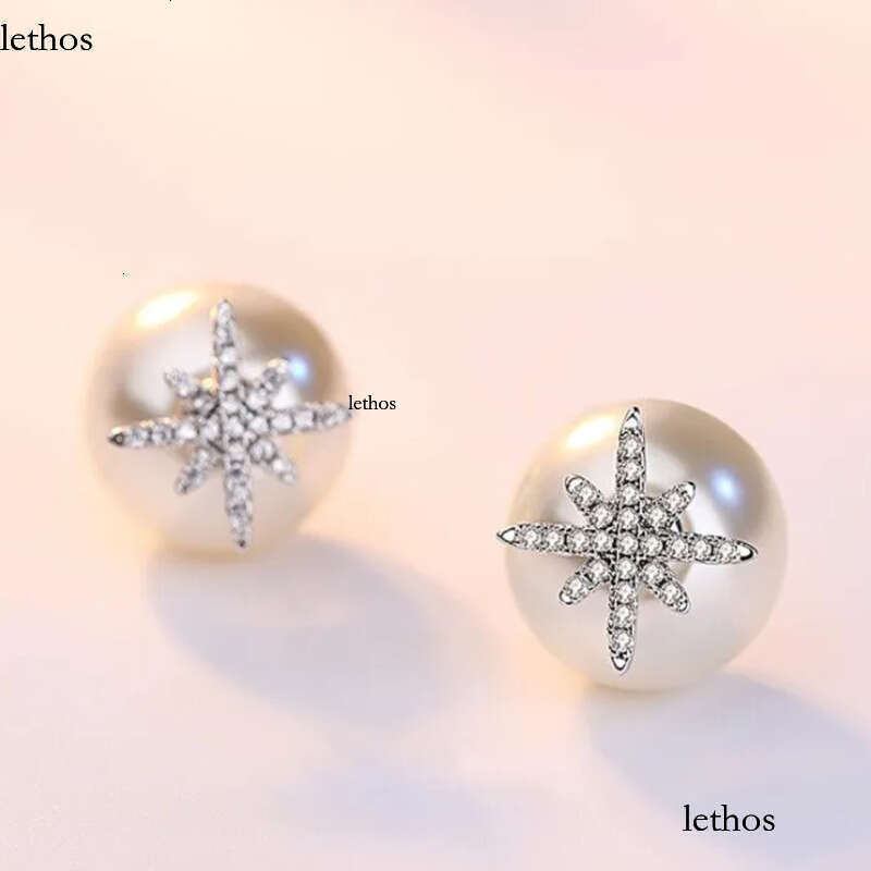 Star Crystal Designer Stud Earrings with Pearl Shining Bling CZ Zircon Dia Stone Elegant Earring Earings Ear Rings Jewelry for Women2024