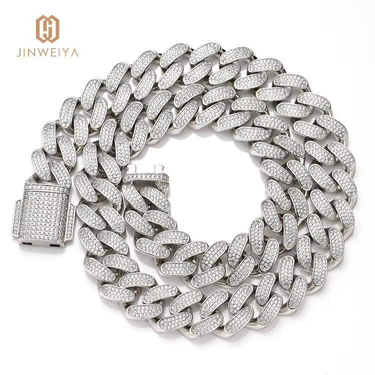 JWY Customized Trend 18k Gold Plated Brass Cuban Link Chain 18mm Diamond Hip Hop Chain