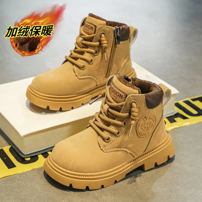 Boy Boots Warm Children Cotton Shoes 4 To 12 Years Fashion Non-slip Warm Plush Sneaker Fur Boy Snow Boots 241219