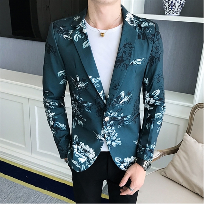 Men's Suits Blazers High quality S-3XL Korean version fashion casual printing shopping travel party nightclub dress men's slim suit jacket 2