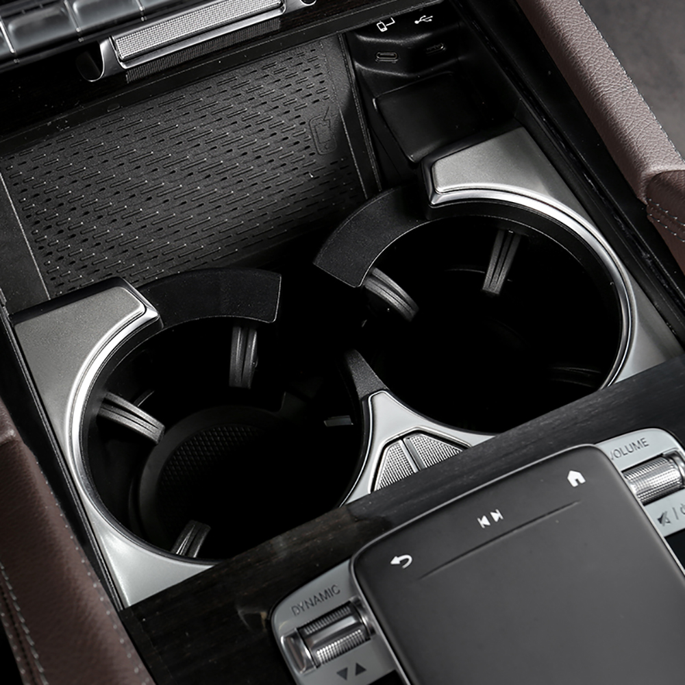 Car Carbon Fiber Stainless Steel Water Cup Holder Cover Decoration for Mercedes Benz GLE W167 & GLS X167 & GLE Coupe C167 2020-2025 Interior Upgrade A