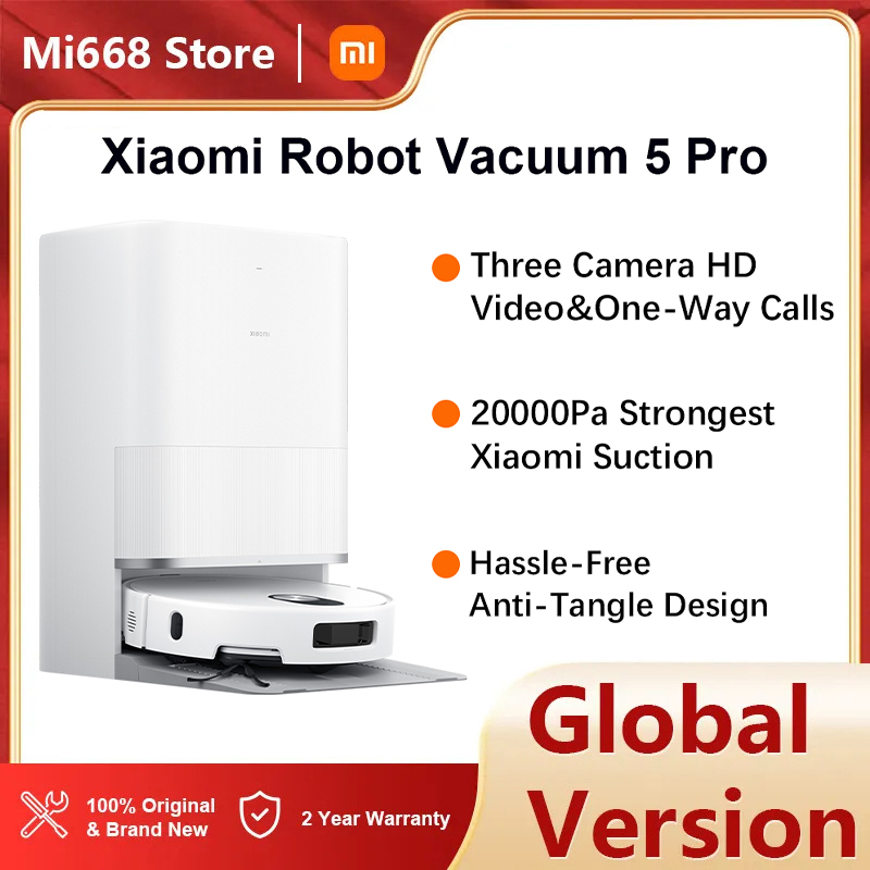 Xiaomi Robot Vacuum 5 Pro EU, AI triple-camera Smart detection system,Ultra-powerful 20000Pa suction,Hassle-free self-cleaning station