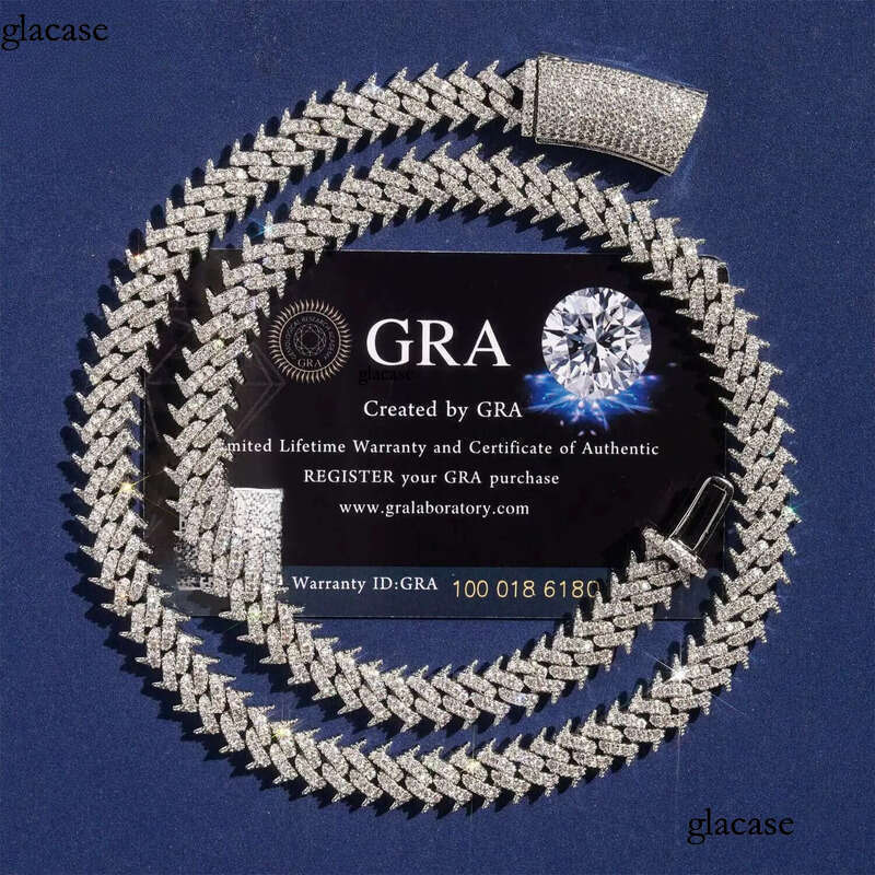 Factory Wholesale Dia Chain Sier Hip Hop Jewelry Necklace Micro Pave Vvs Moissanite Cuban Link