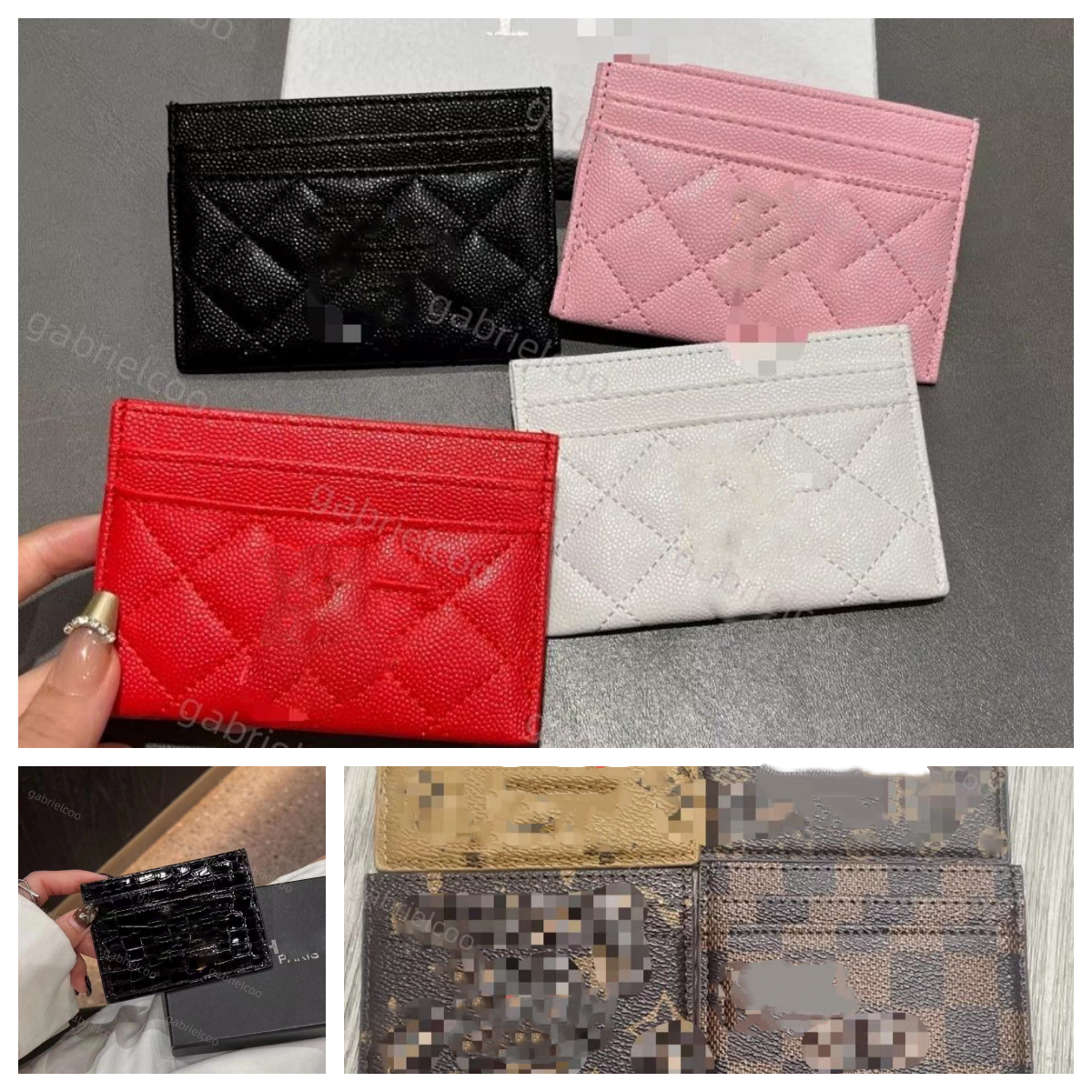 Genuine Caviar Leather Card Holder Wallet Multi-Purpose Blocking Pocket Organizer for Cash, Cards, ID